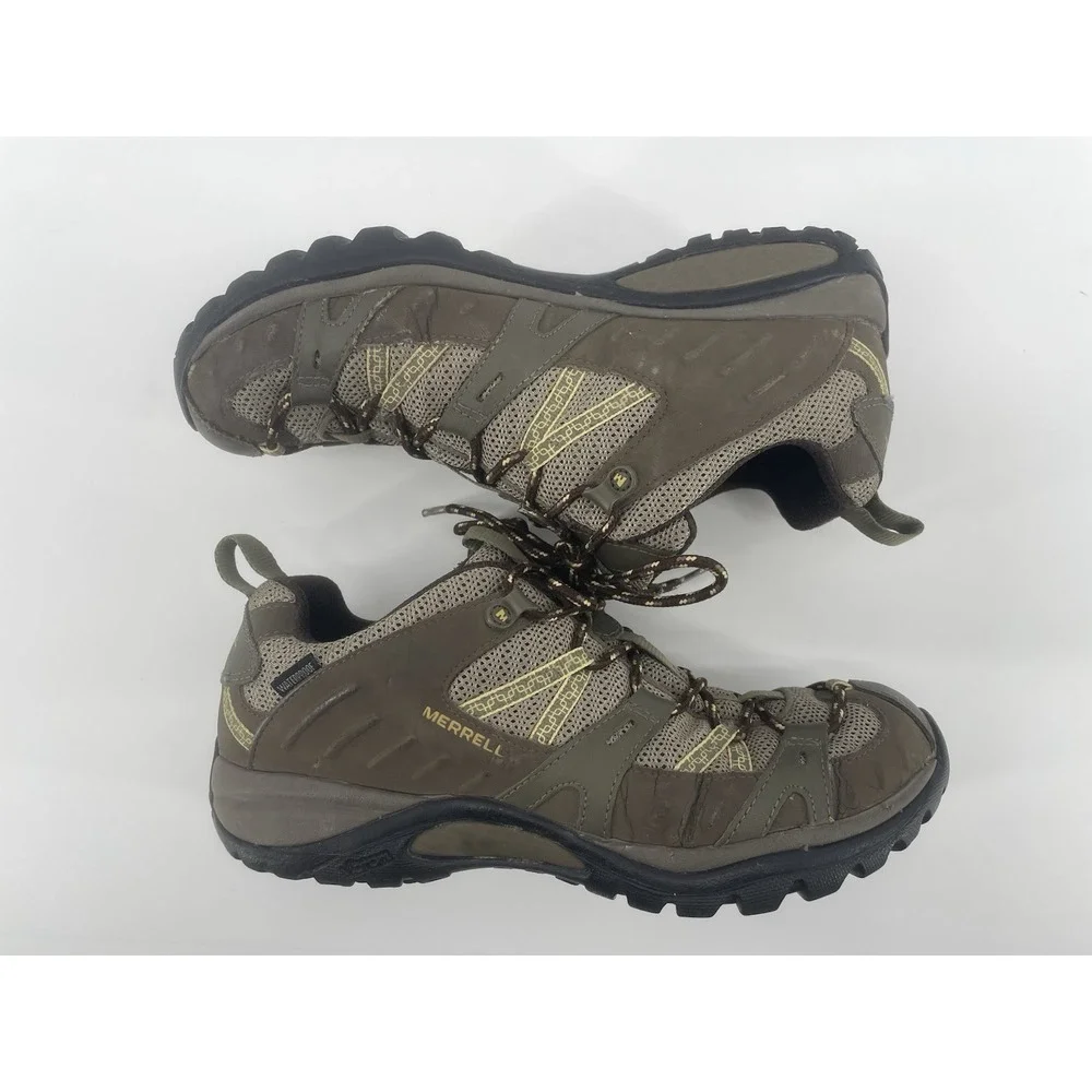 Merrell  Hiking Shoes Womens 9.5 Brindle Brown Waterproof Vibram Low Top J52410